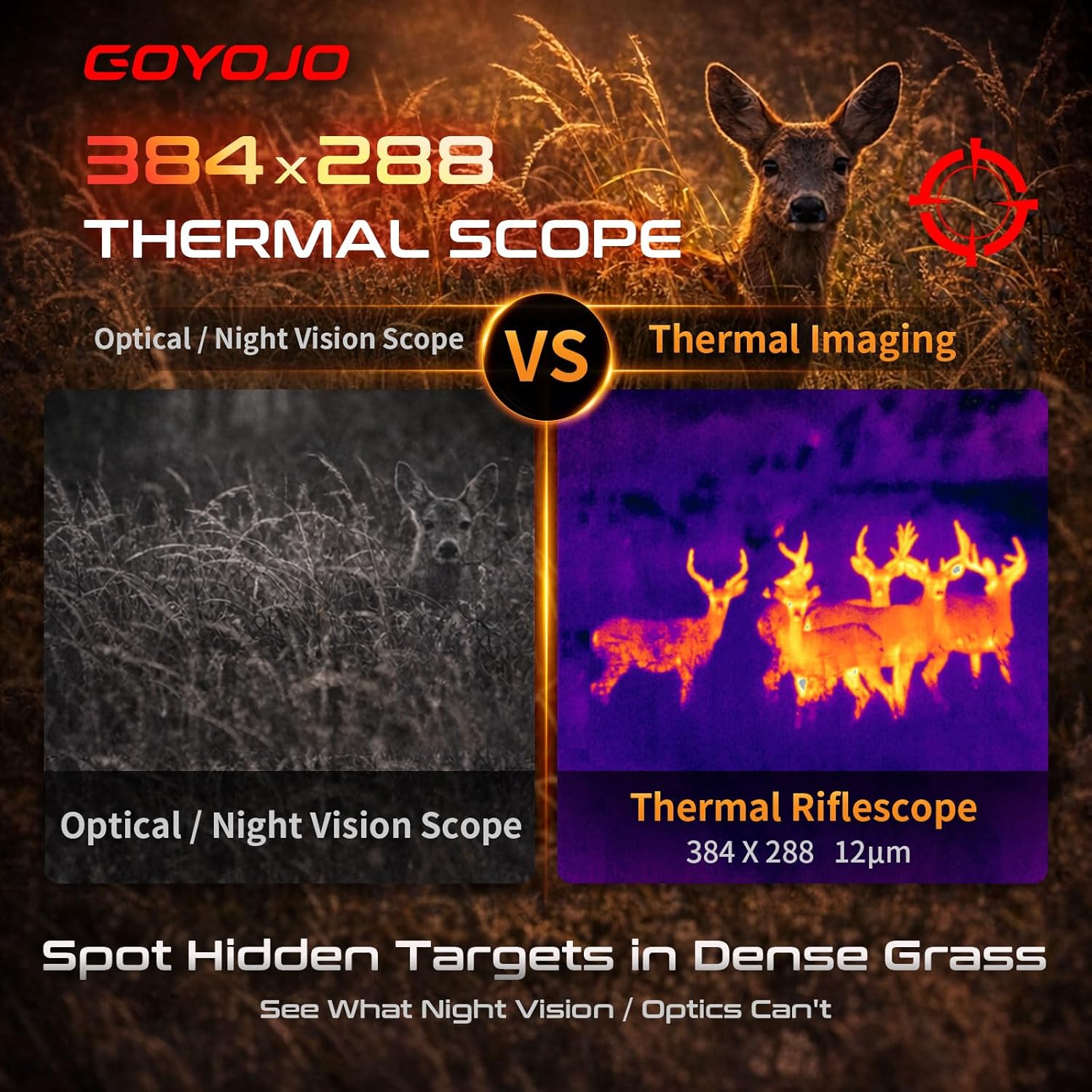 Hunting Thermal Imaging Scope - GOYOJO 열화상 조준경, 384x288 해상도, 1500-1800m